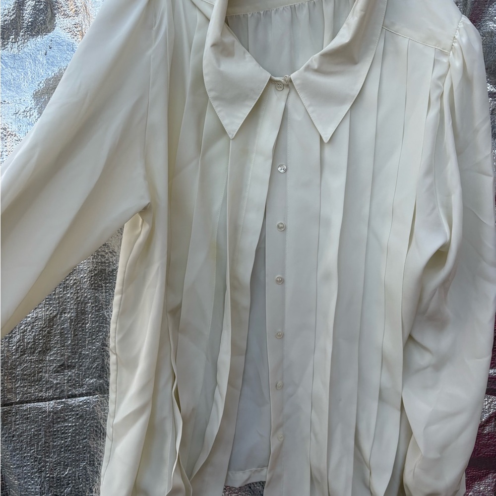 Elegant Cream Button-Up Blouse